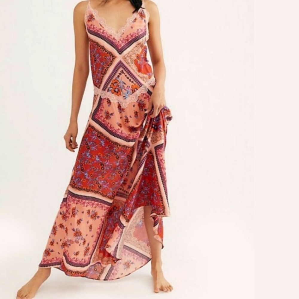 Free People Stevie Printed Maxi Slip Sz Small